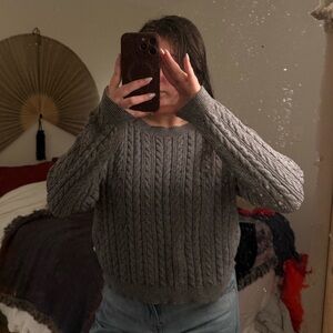 Cable Knit Sweater - Gray